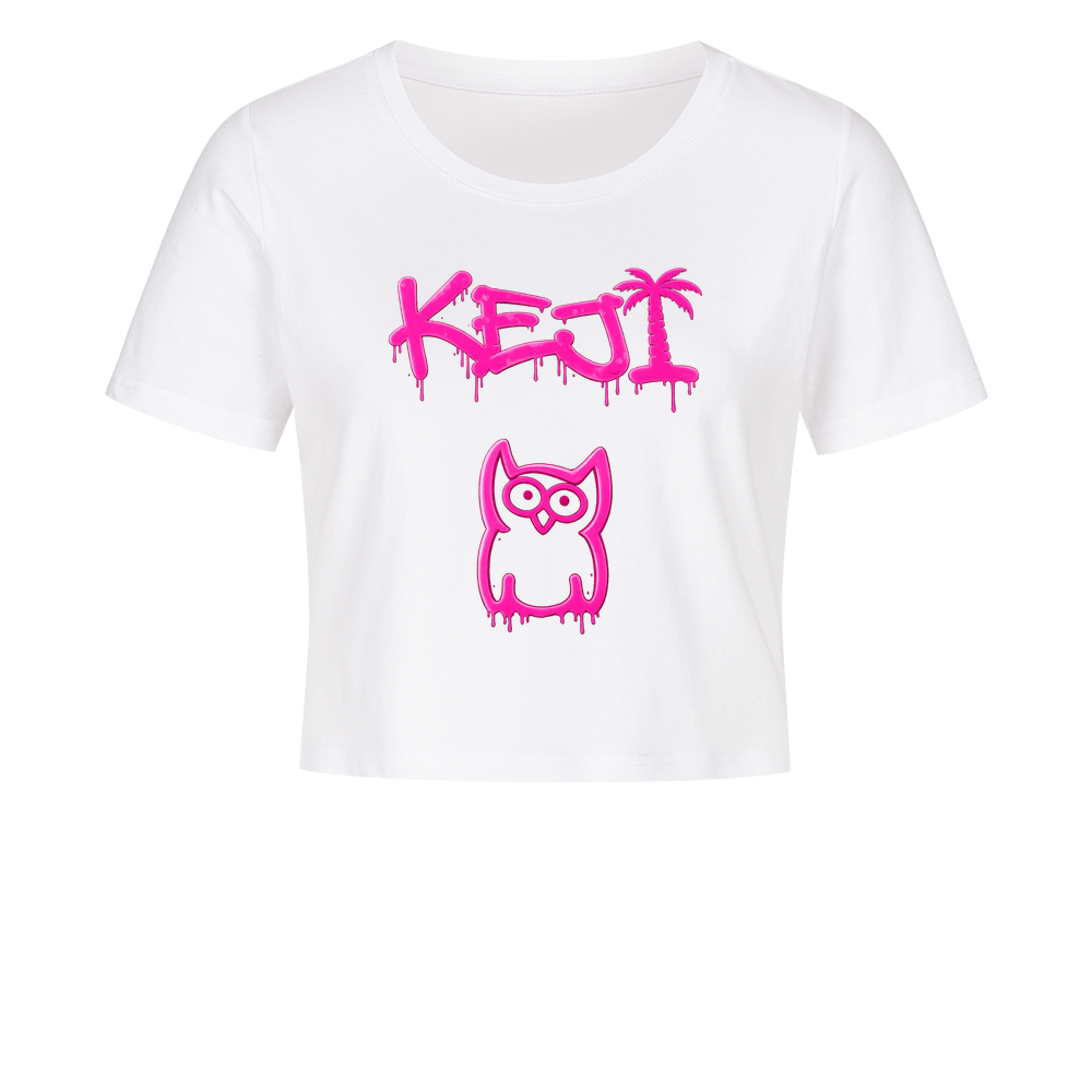 KEJI - Augen wie ne Eule Rosa | Premium Ladies Cropped Tee