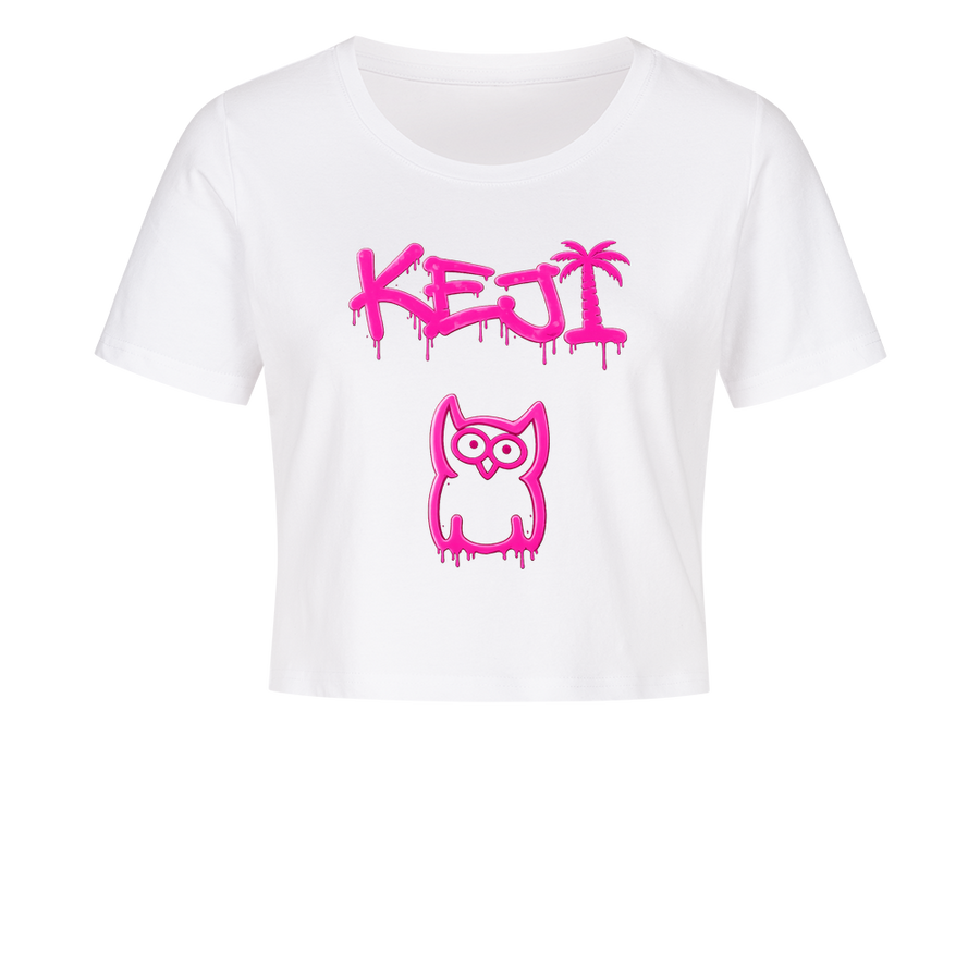 KEJI - Augen wie ne Eule Rosa | Premium Ladies Cropped Tee