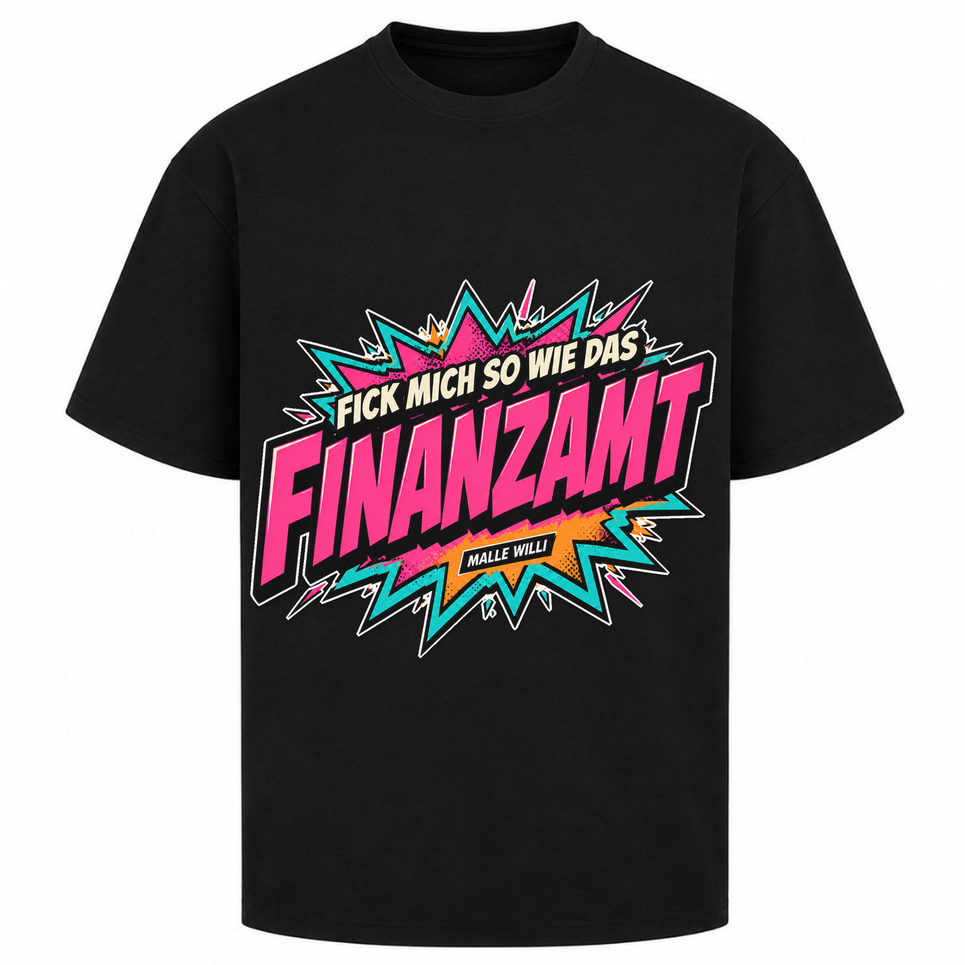 Finanzamt Bunt Oversized Shirt | Malle Willi - Schwarz