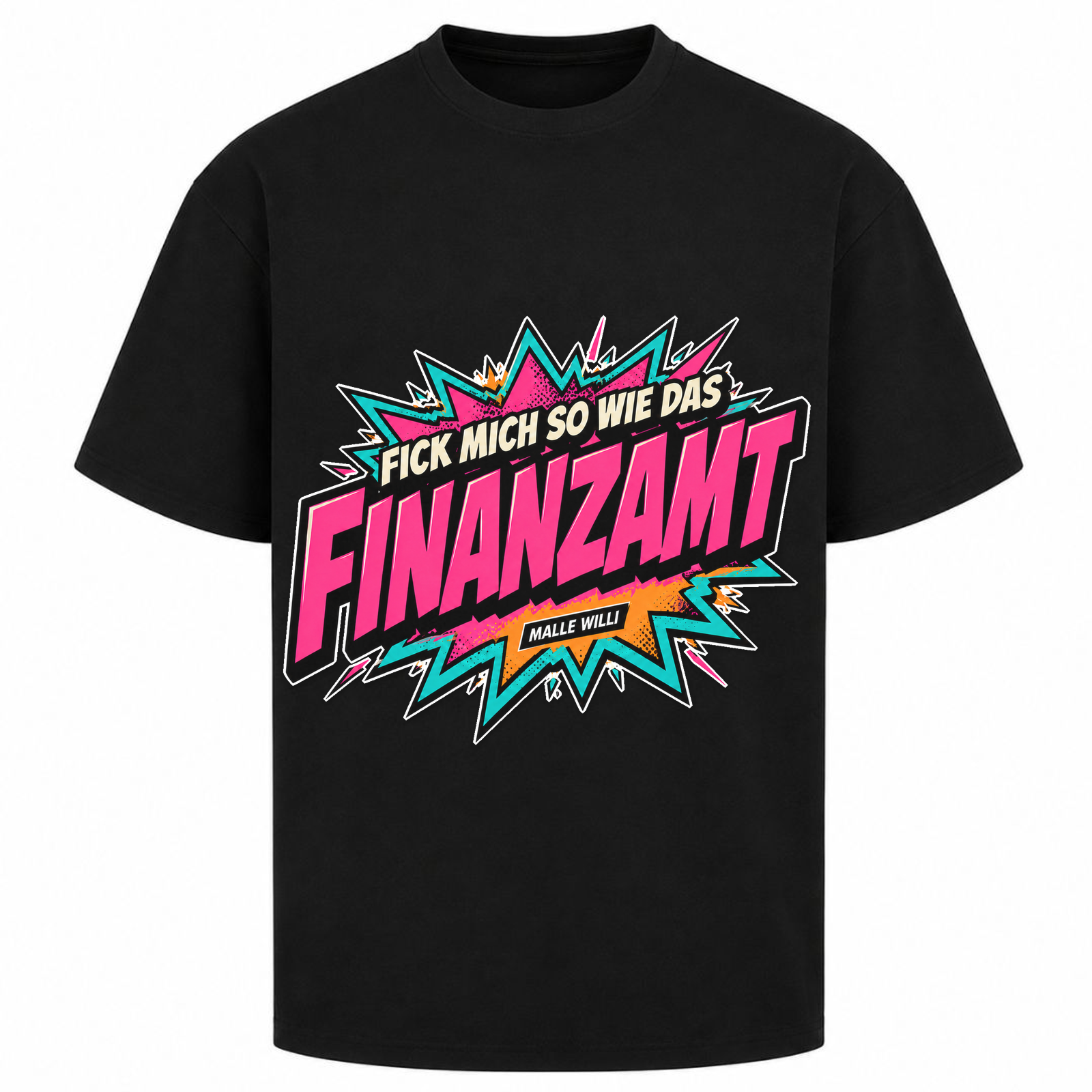 Finanzamt Bunt Oversized Shirt | Malle Willi - Schwarz
