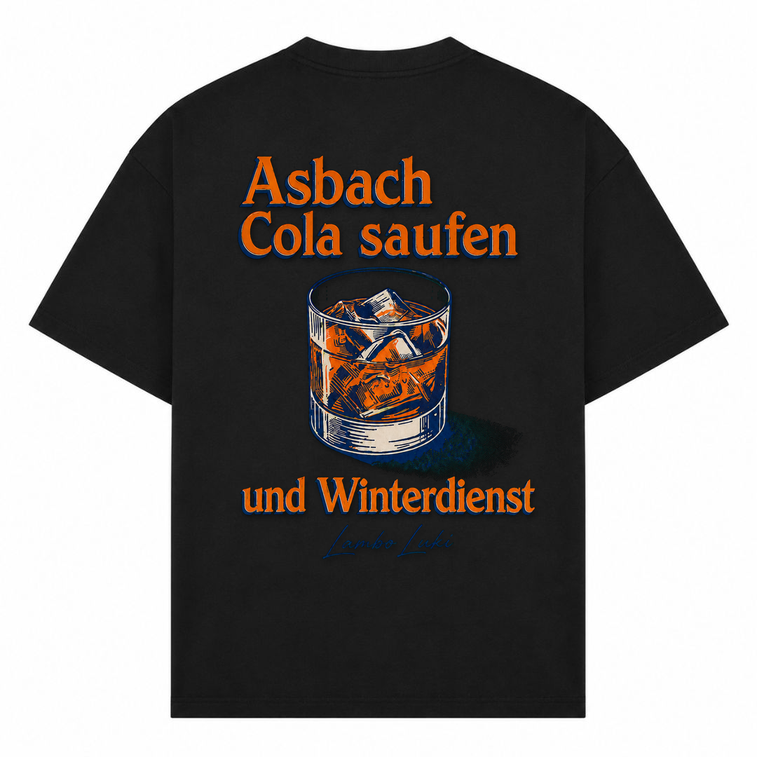 Asbach Cola saufen und Winterdienst - Schwarz - Rueckseite