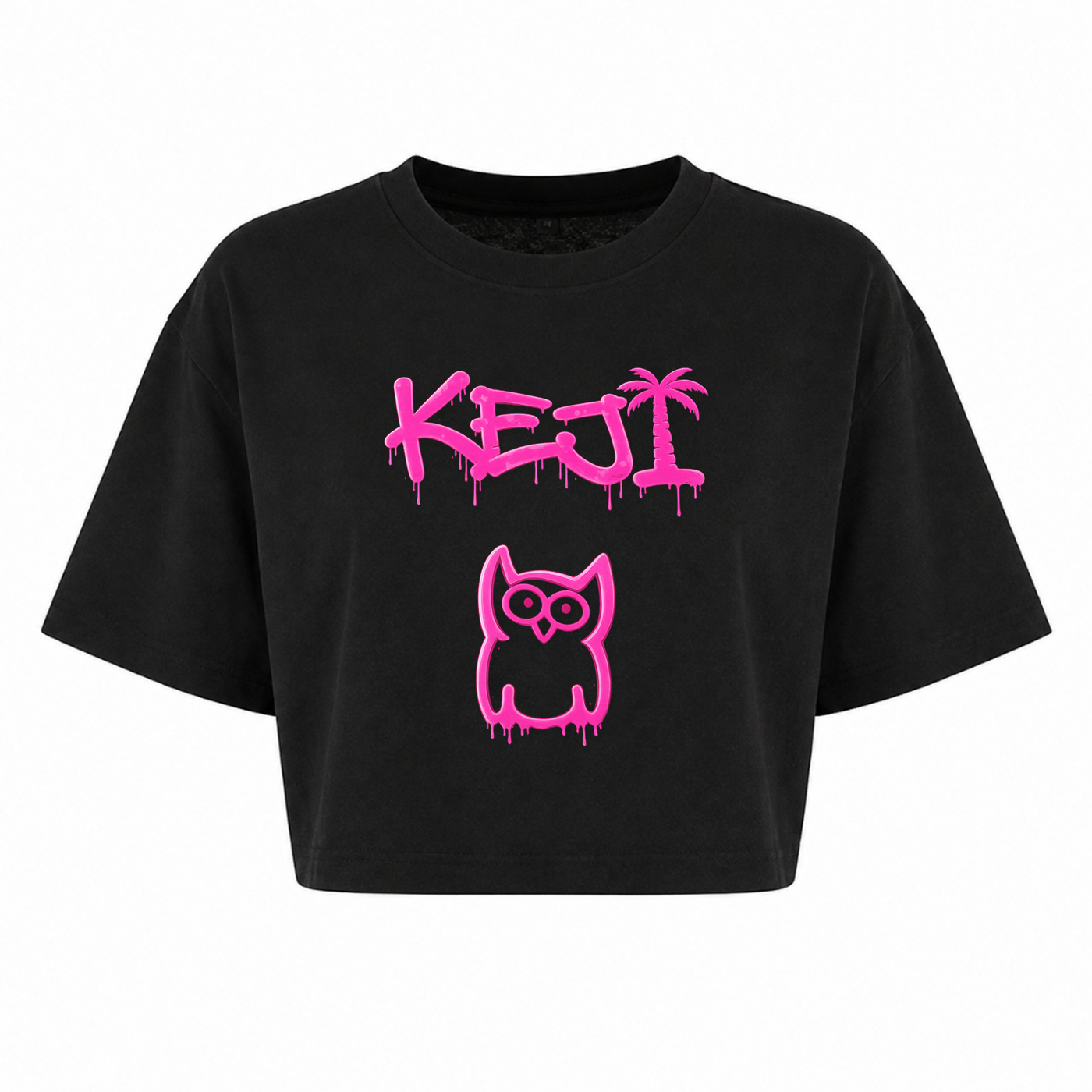 Papaya Pink Oversized Crop Top | KEJI - schwarz