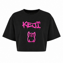 Papaya Pink Oversized Crop Top | KEJI - schwarz