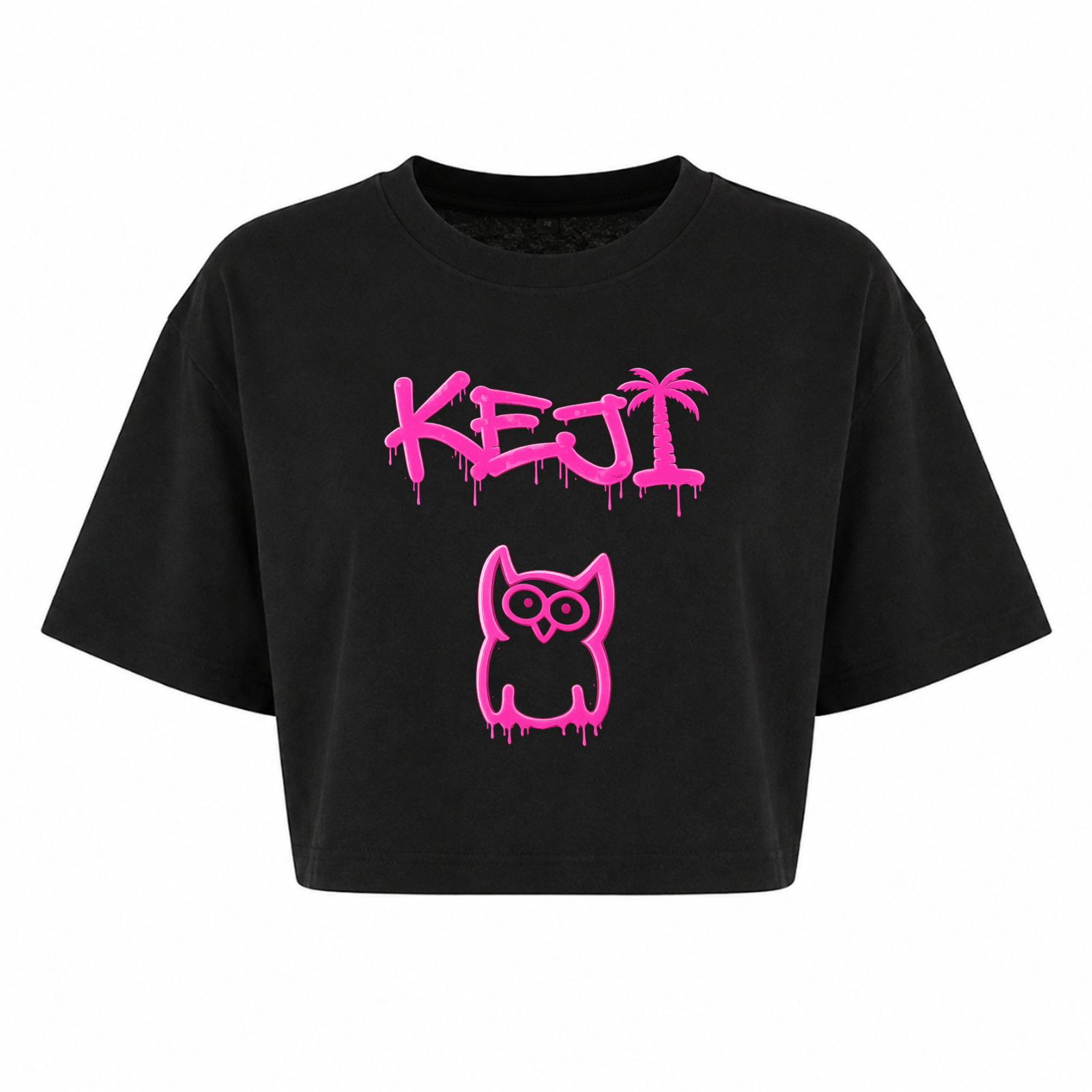 Papaya Pink Oversized Crop Top | KEJI - schwarz
