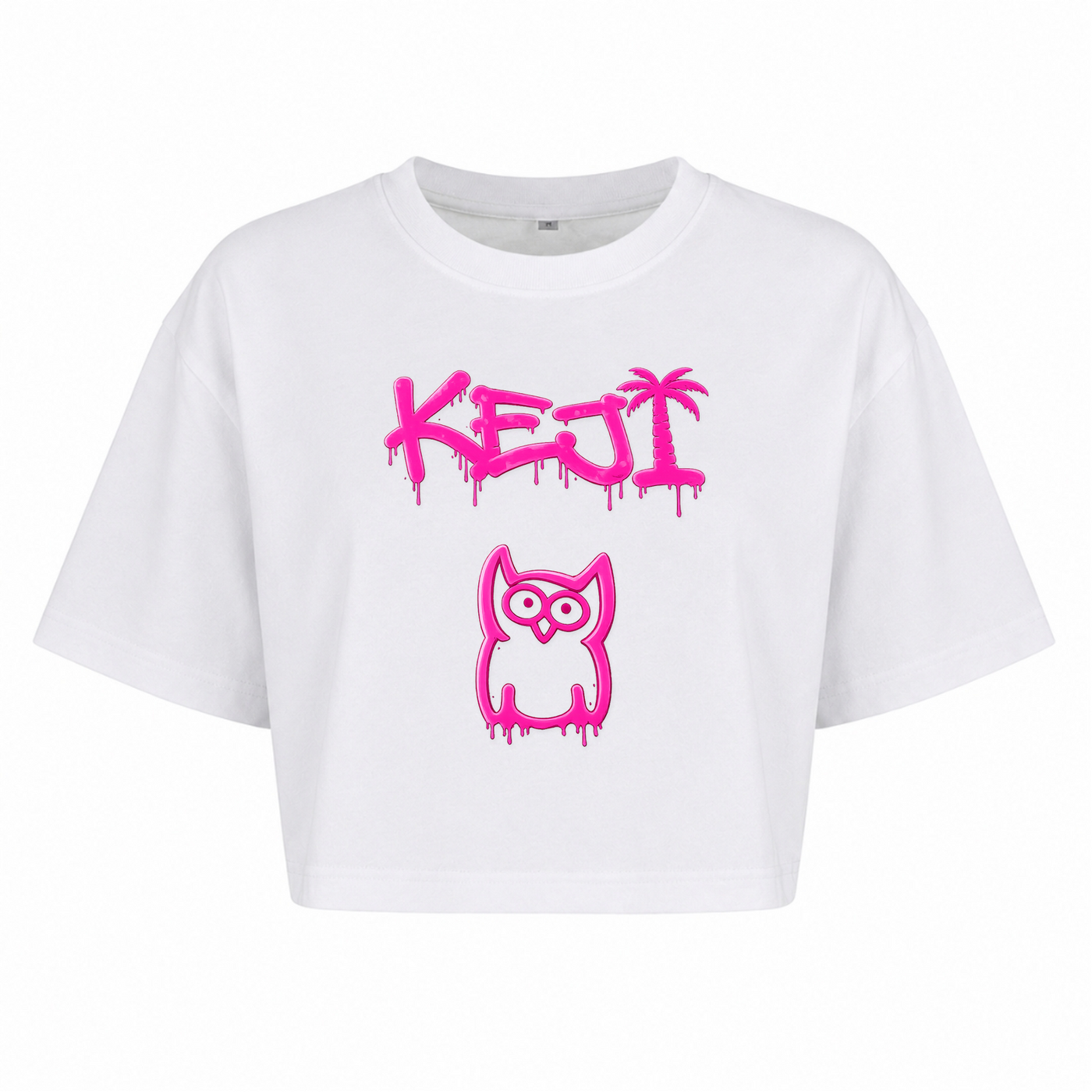 Papaya Pink Oversized Crop Top | KEJI - weiß