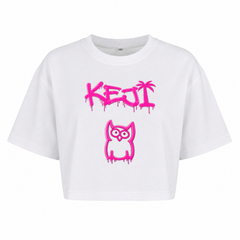 Papaya Pink Oversized Crop Top | KEJI - weiß