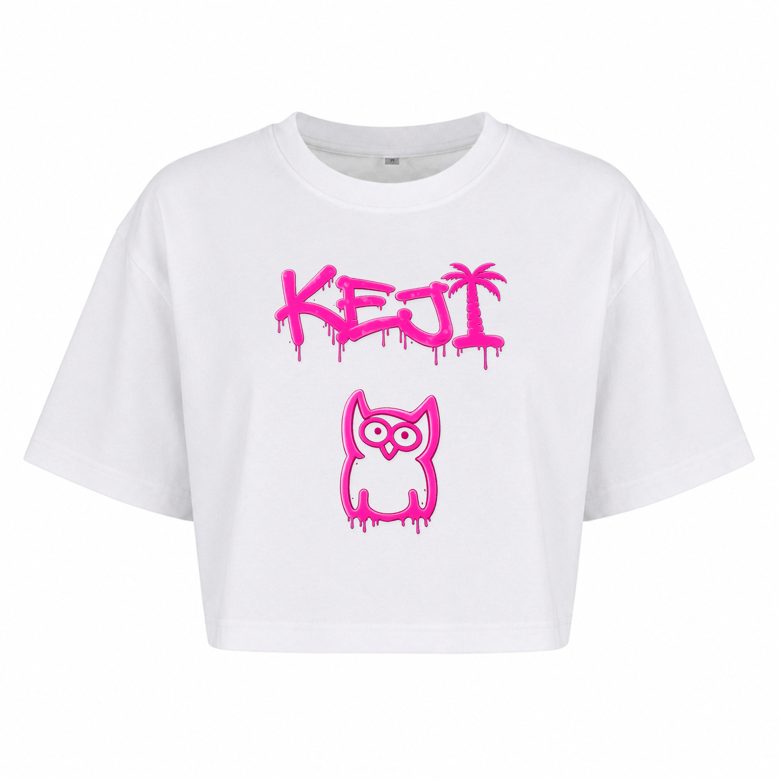 Papaya Pink Oversized Crop Top | KEJI - weiß