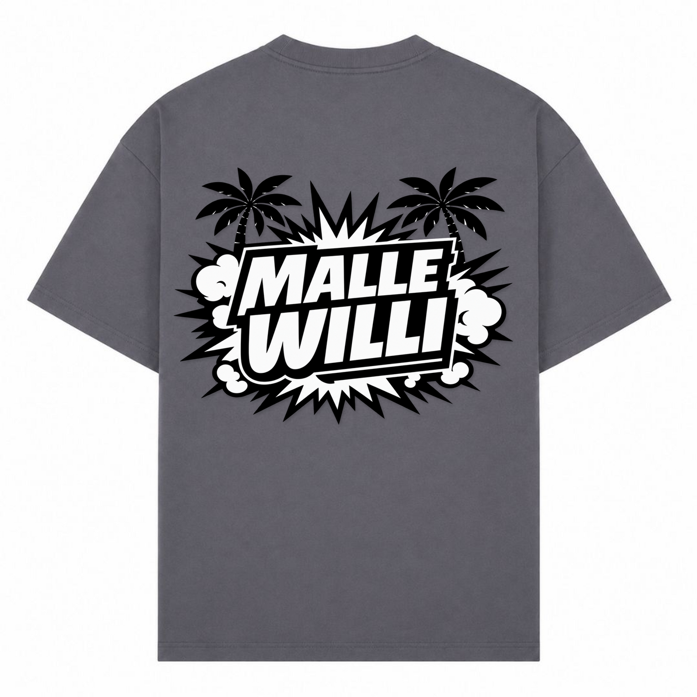 Palmen Overzised Shirt | Malle Willi  - dark grey  - Rueckseite