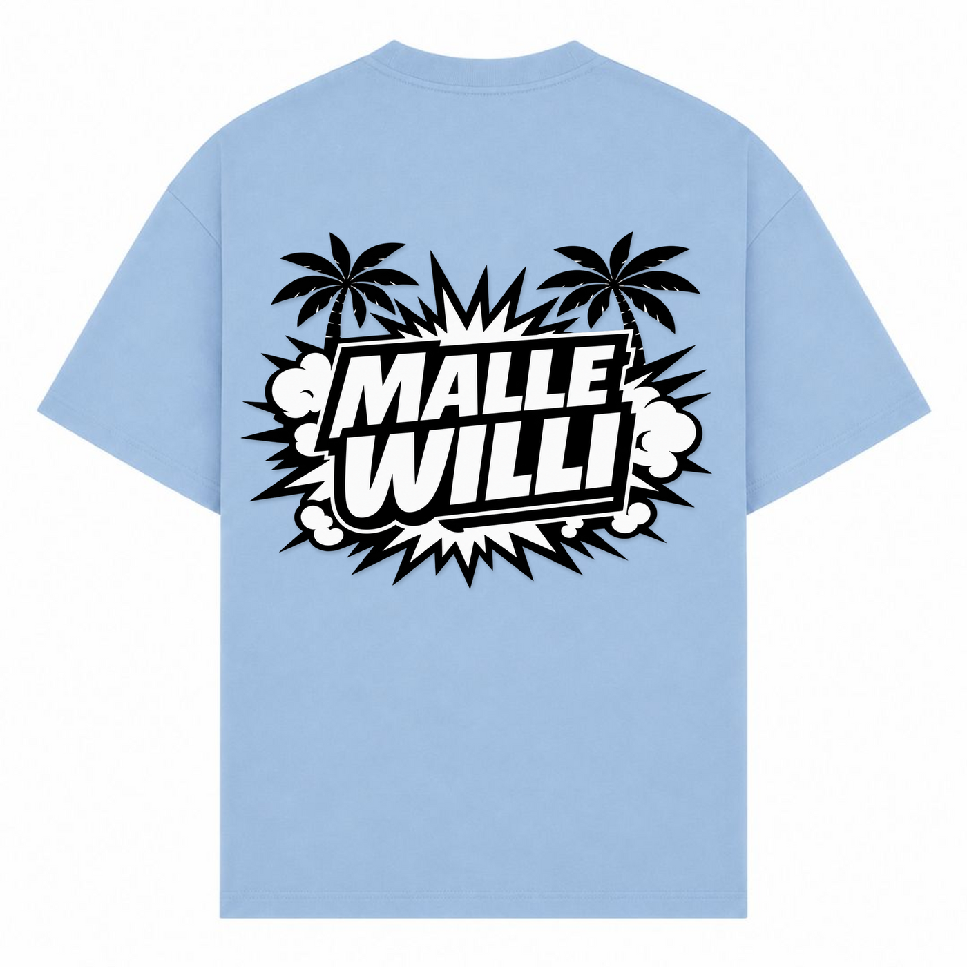 Palmen Overzised Shirt | Malle Willi  - powder blue - Rueckseite