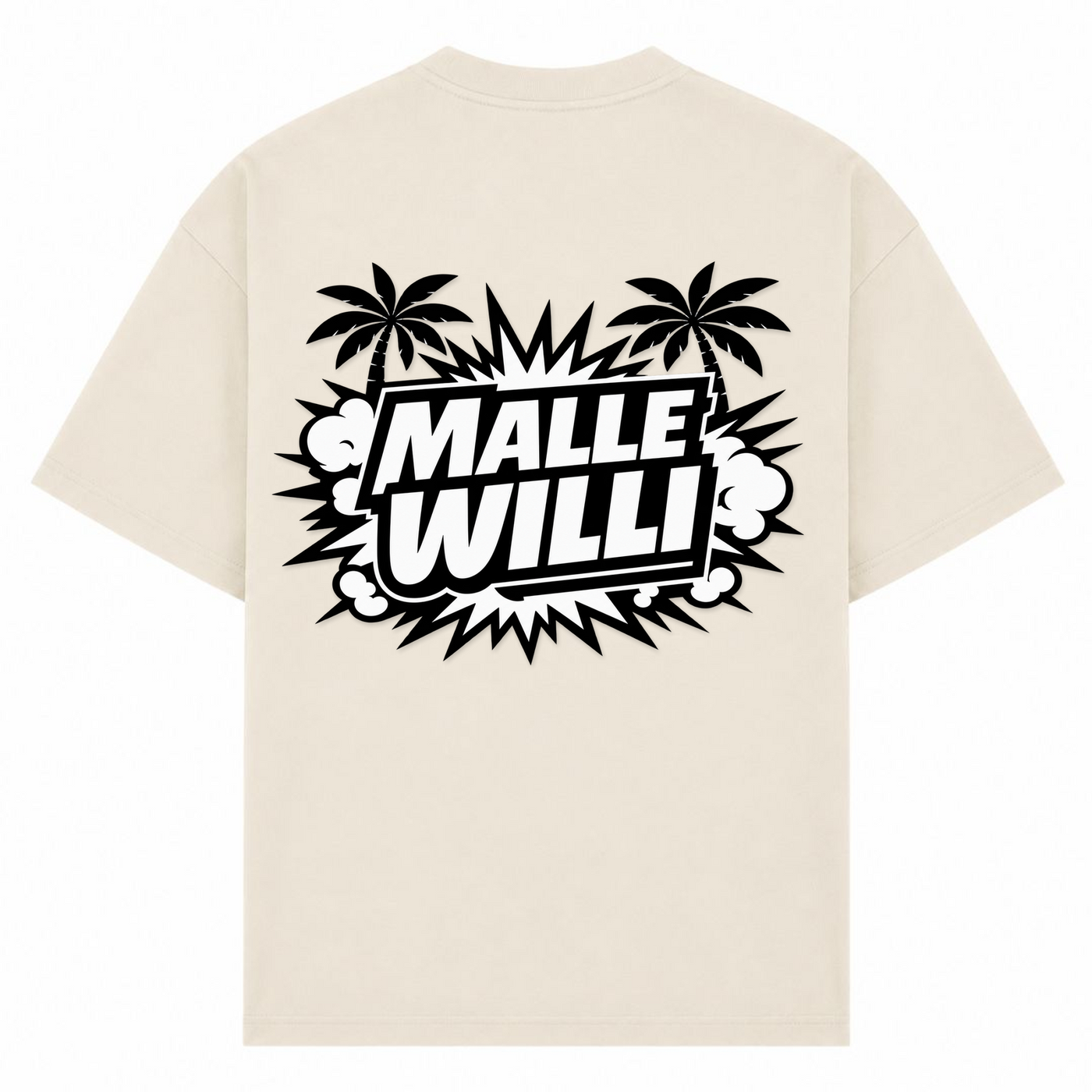 Palmen Overzised Shirt | Malle Willi  - Sand - Rueckseite