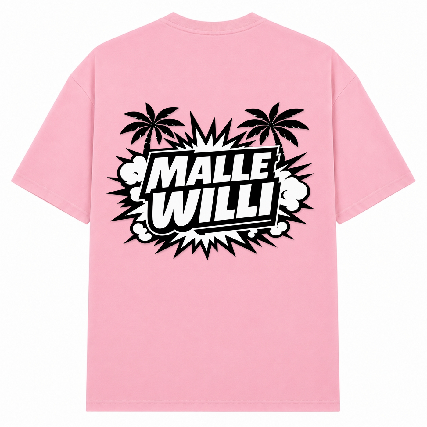 Palmen Overzised Shirt | Malle Willi  - Soft Pink  - Rueckseite