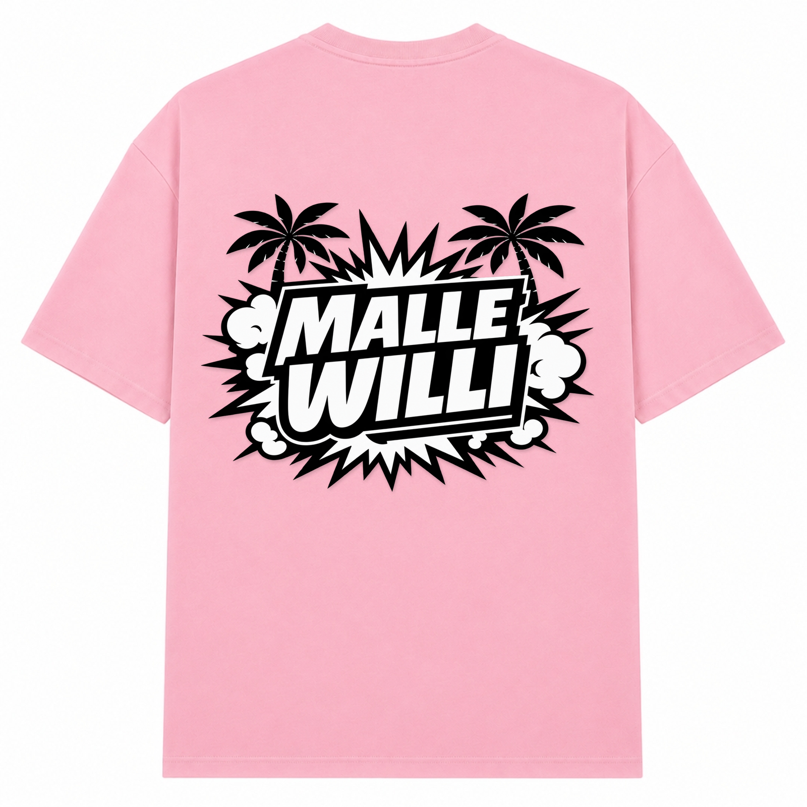 Palmen Overzised Shirt | Malle Willi  - Soft Pink  - Rueckseite