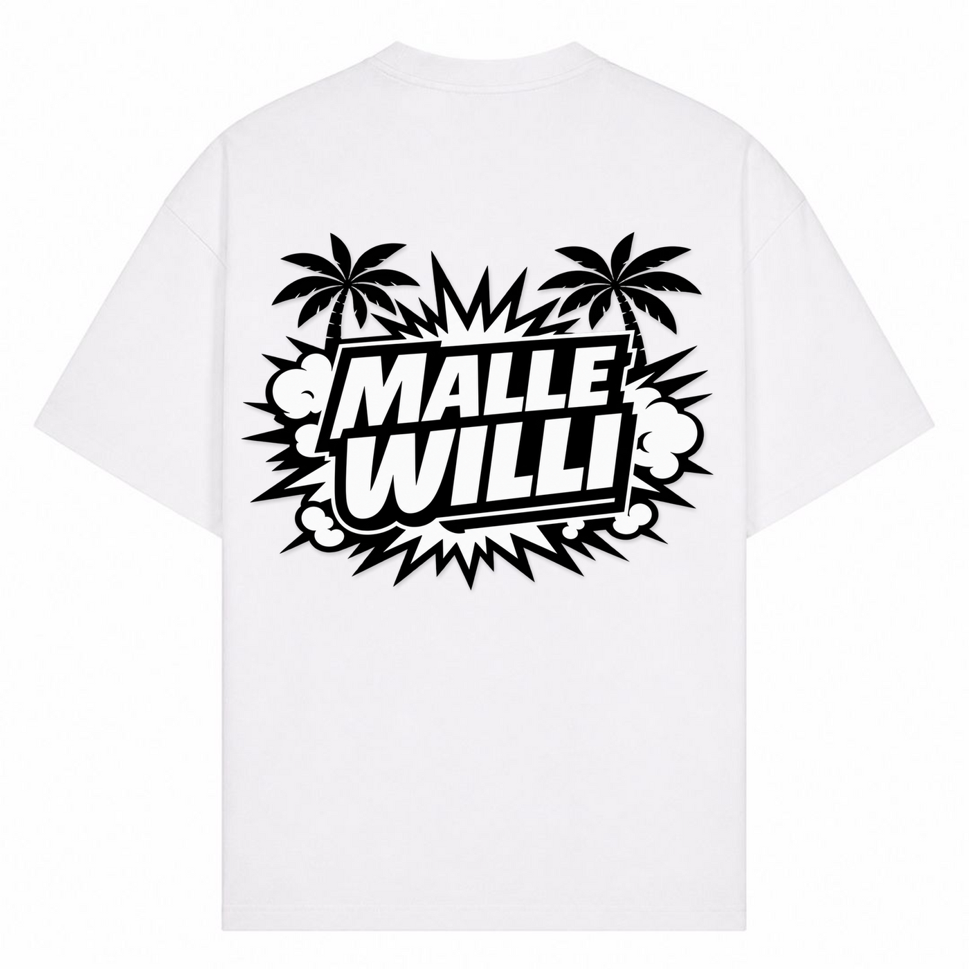 Palmen Overzised Shirt | Malle Willi  - Weiß - Rueckseite