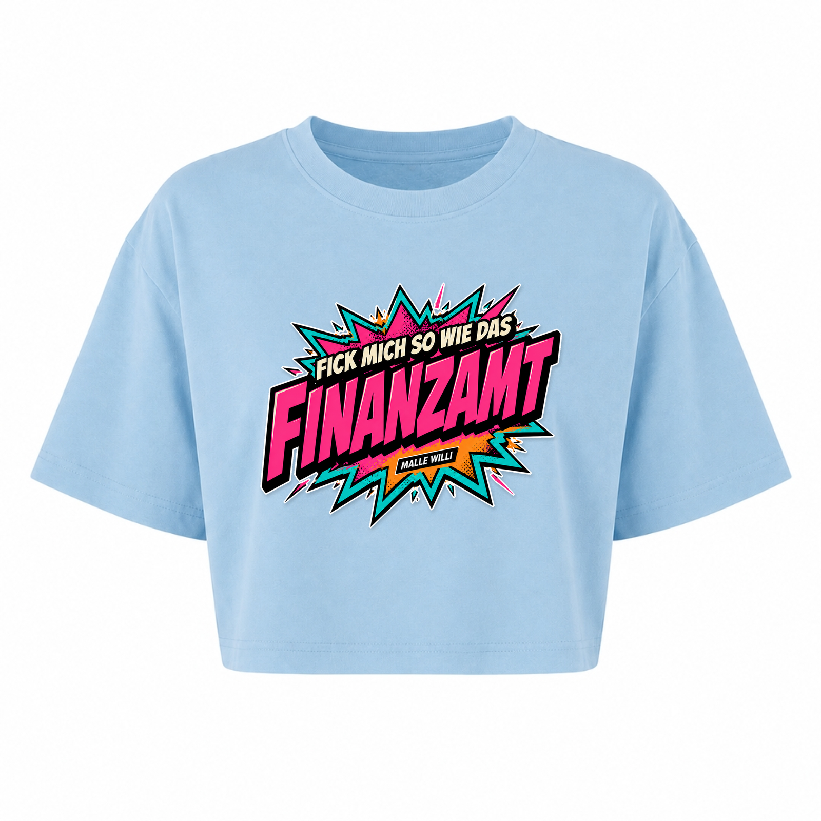 Finanzamt Bunt Oversized Crop Top | Malle Willi - powder blue