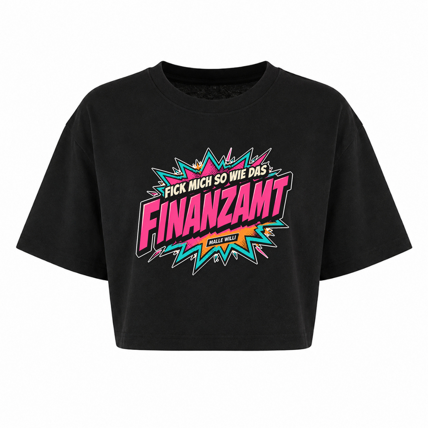 Finanzamt Bunt Oversized Crop Top | Malle Willi - schwarz