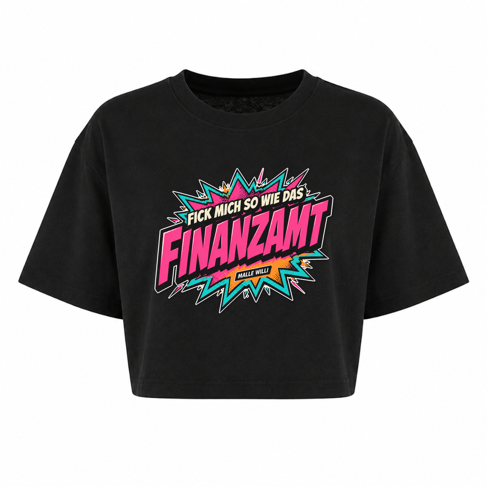 Finanzamt Bunt Oversized Crop Top | Malle Willi - schwarz