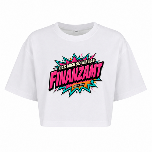 Finanzamt Bunt Oversized Crop Top | Malle Willi - weiß