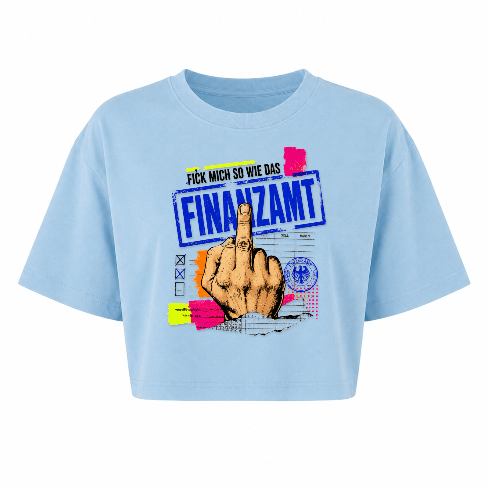 Mittelfinger Oversized Crop Top | Malle Willi - powder blue