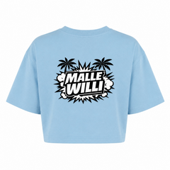 Palmen Overzised Crop Top | Malle Willi - powder blue - Rueckseite