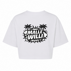 Palmen Overzised Crop Top | Malle Willi - weiß - Rueckseite