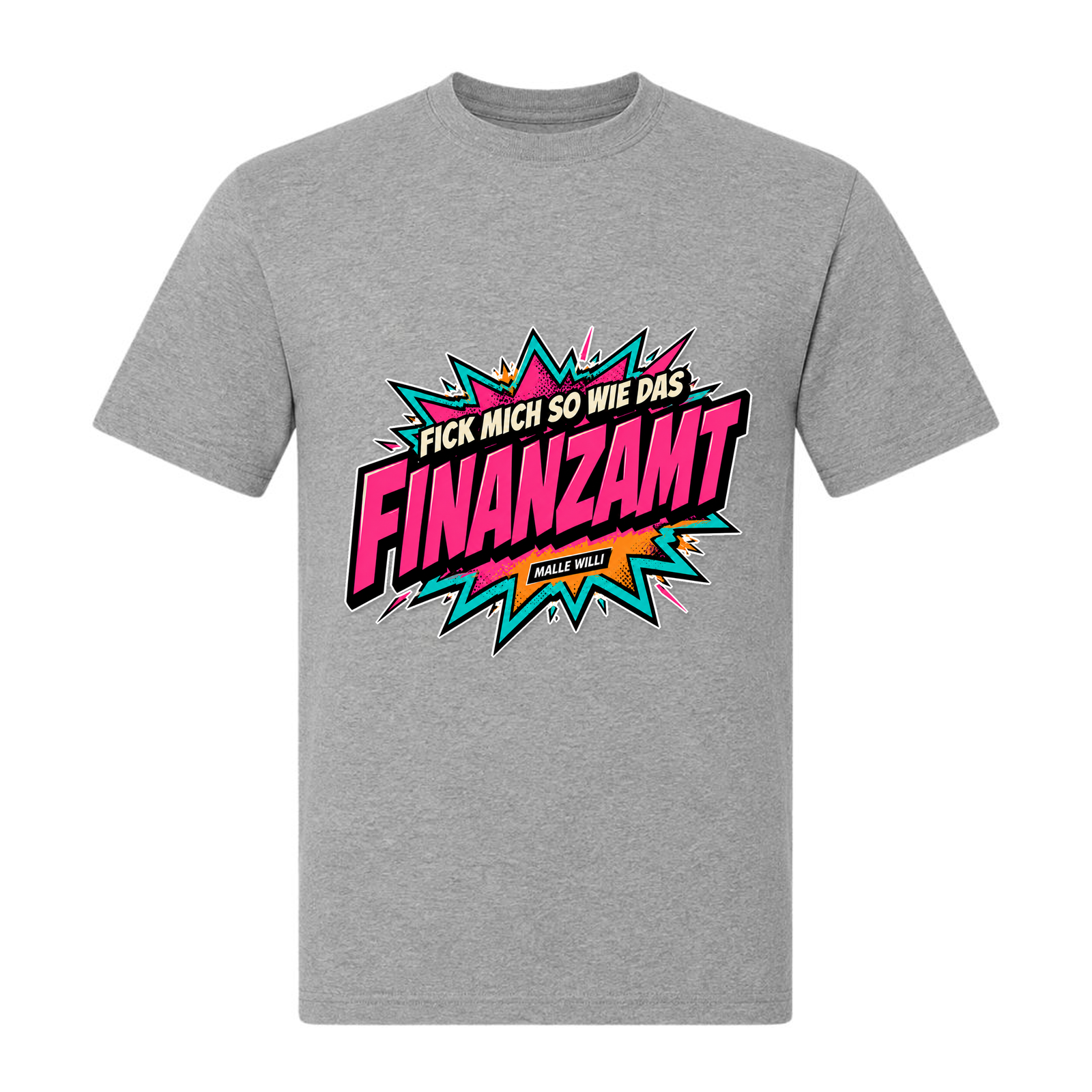 Finanzamt Bunt Basic T-Shirt | Malle Willi - grey melange