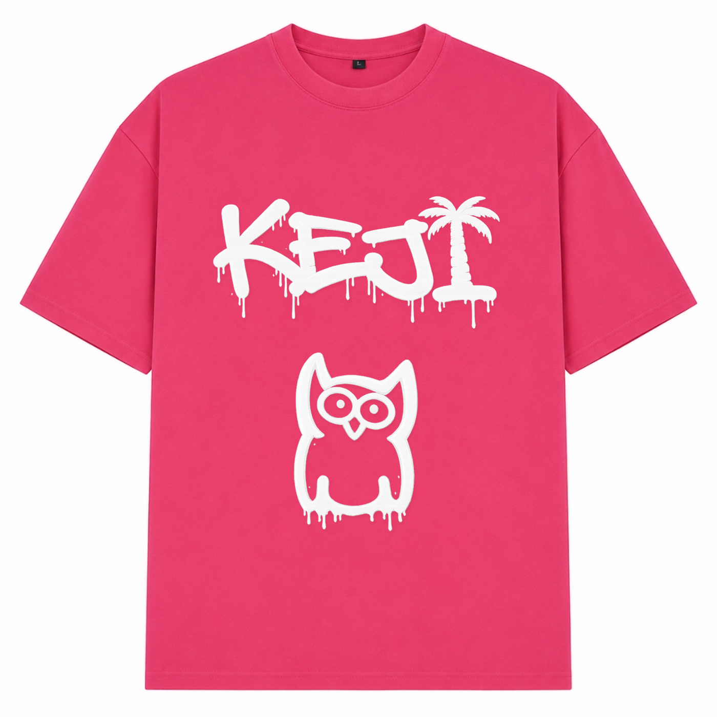 Papaya Weiß Oversized Shirt | KEJI - Hibiskus Pink