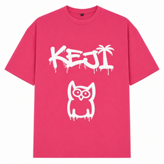 Papaya Weiß Oversized Shirt | KEJI - Hibiskus Pink