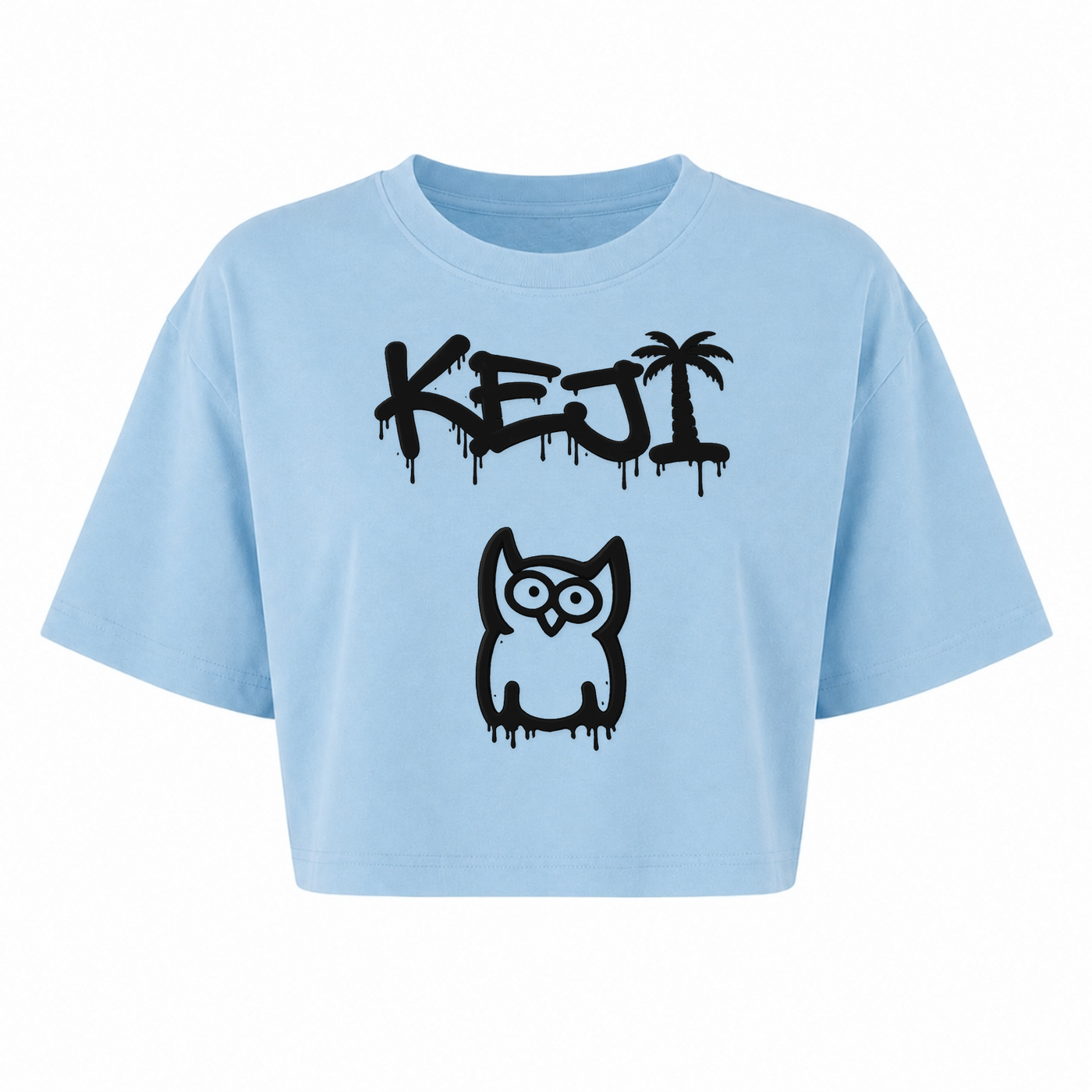 Papaya Schwarz Oversized Crop Top | KEJI - powder blue