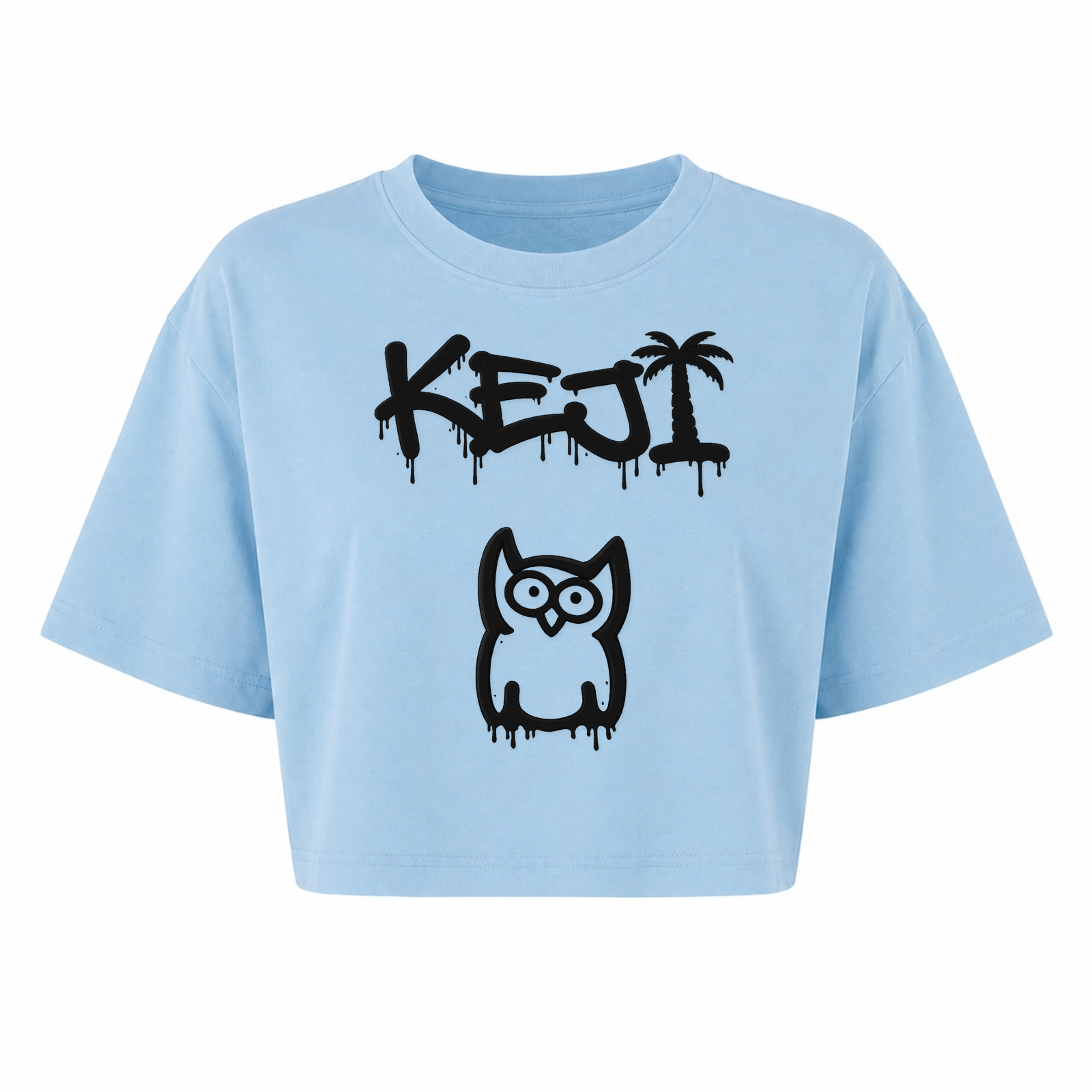 Papaya Schwarz Oversized Crop Top | KEJI - powder blue