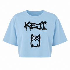 Papaya Schwarz Oversized Crop Top | KEJI - powder blue