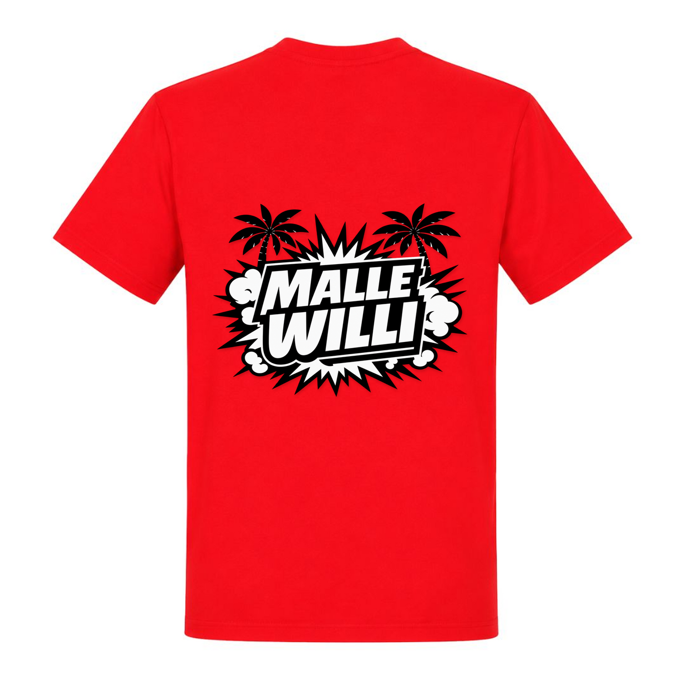 Palmen Basic T-Shirt | Malle Willi - rot - Rueckseite