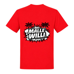 Palmen Basic T-Shirt | Malle Willi - rot - Rueckseite