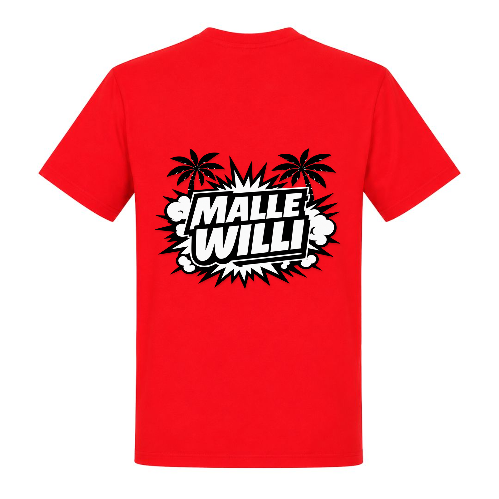 Palmen Basic T-Shirt | Malle Willi - rot - Rueckseite