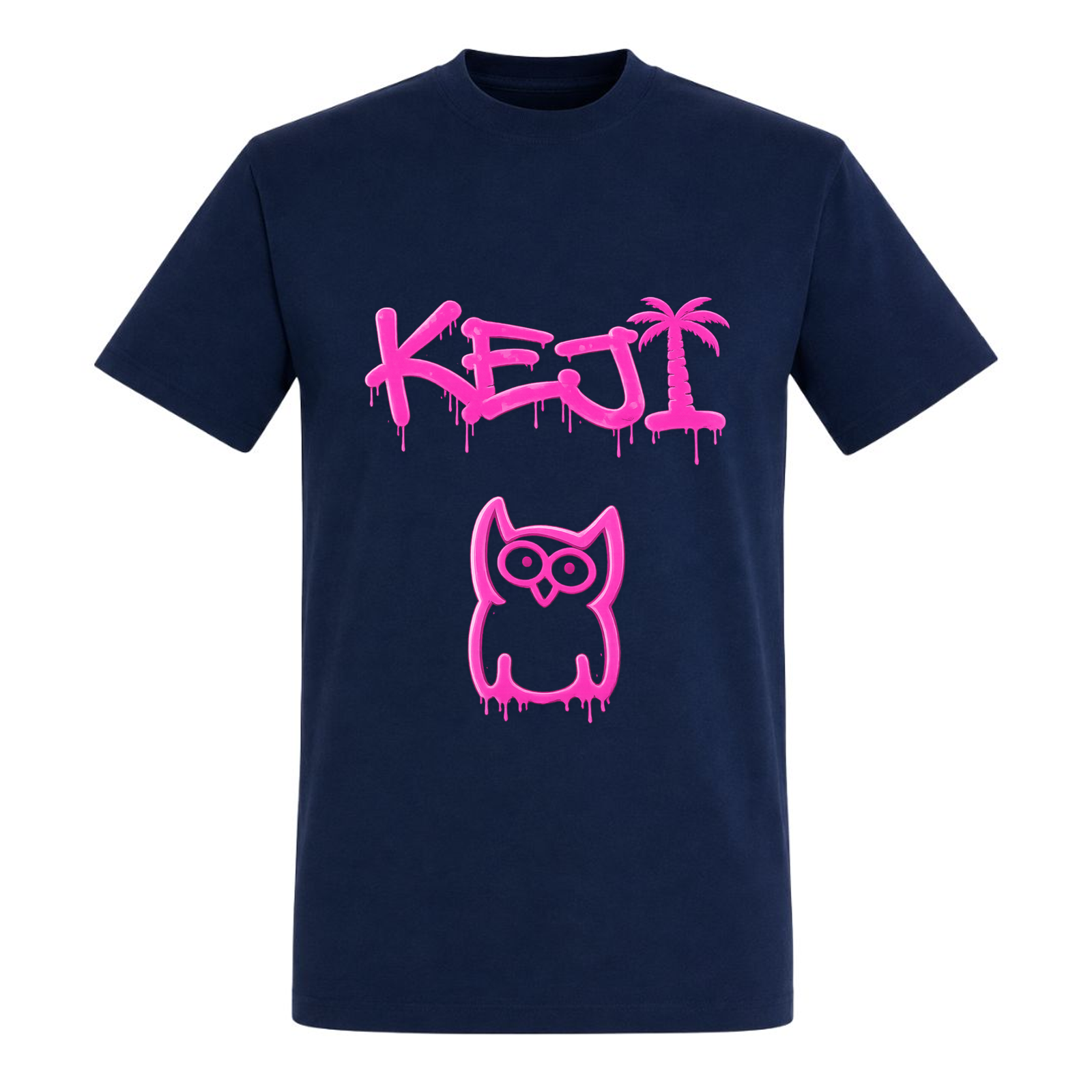Papaya Pink Basic T-Shirt | KEJI - french navy
