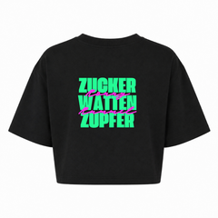 Zucker Oversized Crop Top | Ronnie Rummel - schwarz - Rueckseite