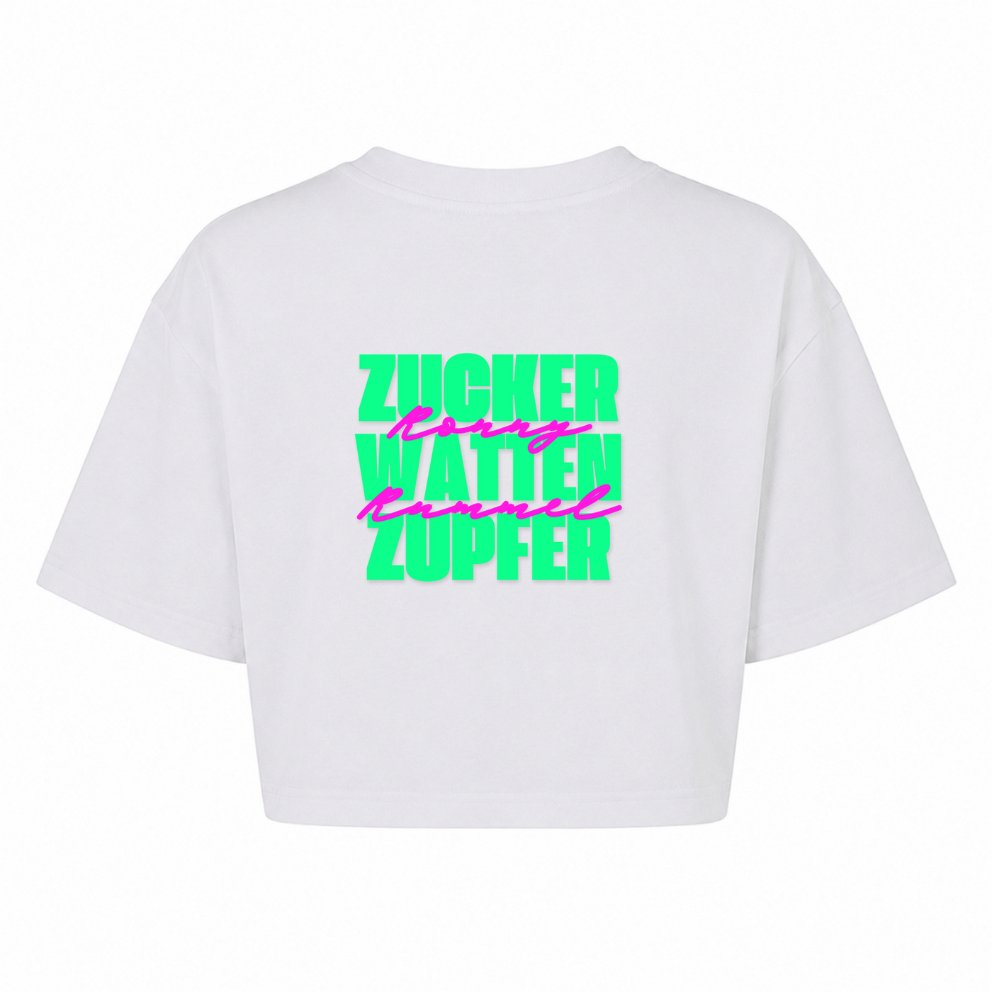 Zucker Oversized Crop Top | Ronnie Rummel - weiß - Rueckseite
