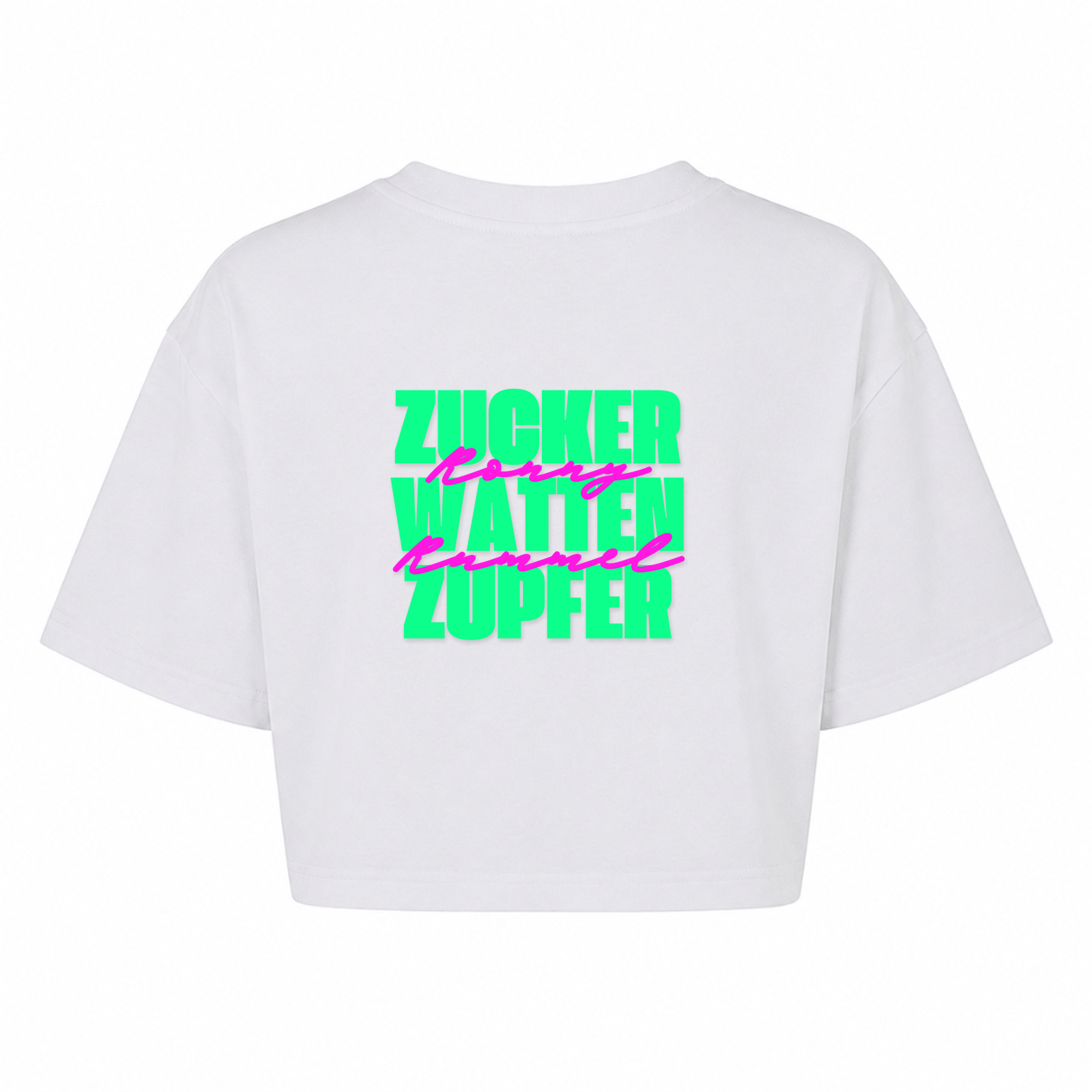 Zucker Oversized Crop Top | Ronnie Rummel - weiß - Rueckseite