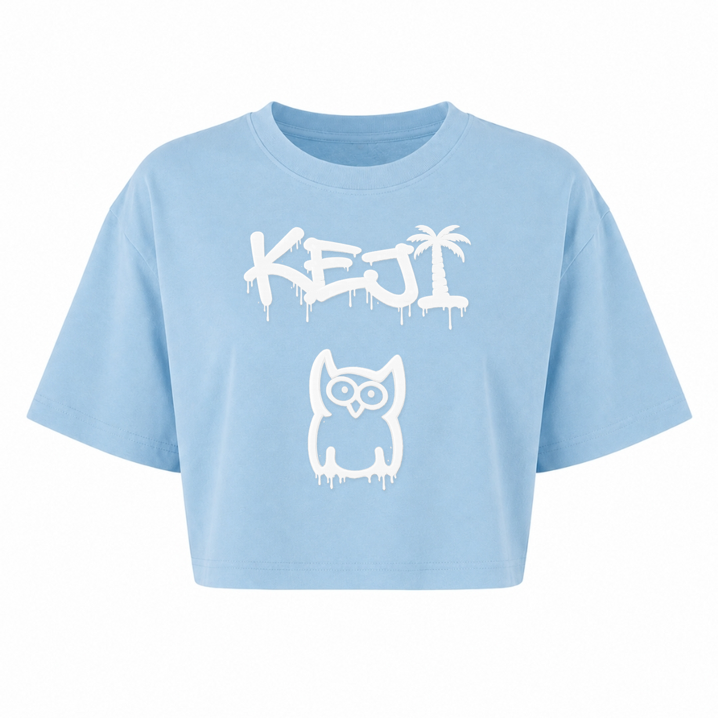 Papaya Weiß Oversized Crop Top | KEJI - powder blue